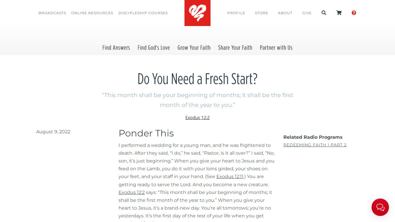 Do You Need a Fresh Start? | Love Worth Finding Ministries